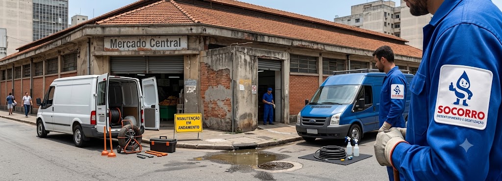 Profissional realizando Desentupimento e Manutenção Preventiva para Comércios e Empresas em Chapecó